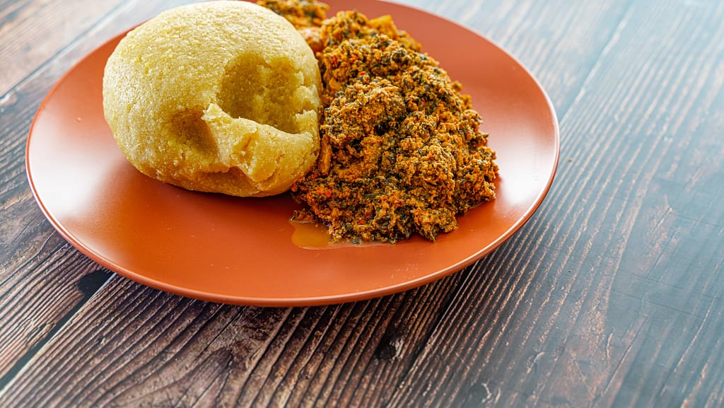 A plate of Nigerian high-calorie foods for weight gain