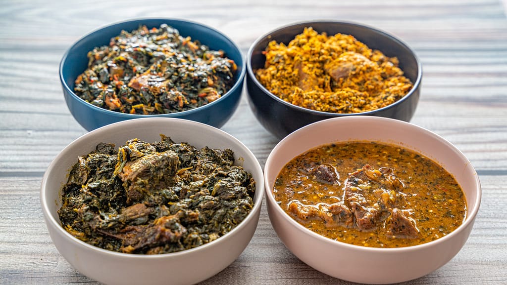 A plate of Nigerian high-calorie foods for weight gain