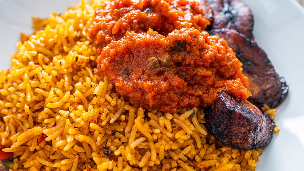 A plate of Nigerian high-calorie foods for weight gain
