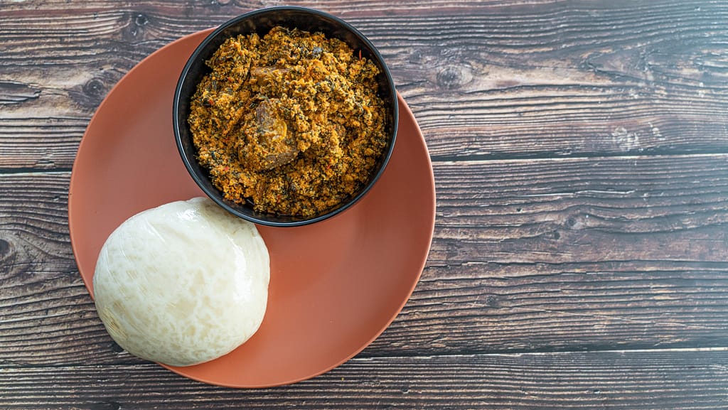 A plate of Nigerian high-calorie foods for weight gain